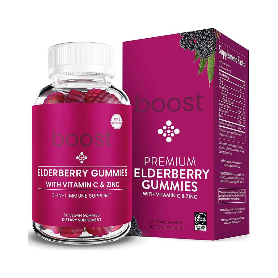 Boost 3 Gummies de sureau en 1: Support immunitaire quotidien pour une famille dynamique et saine