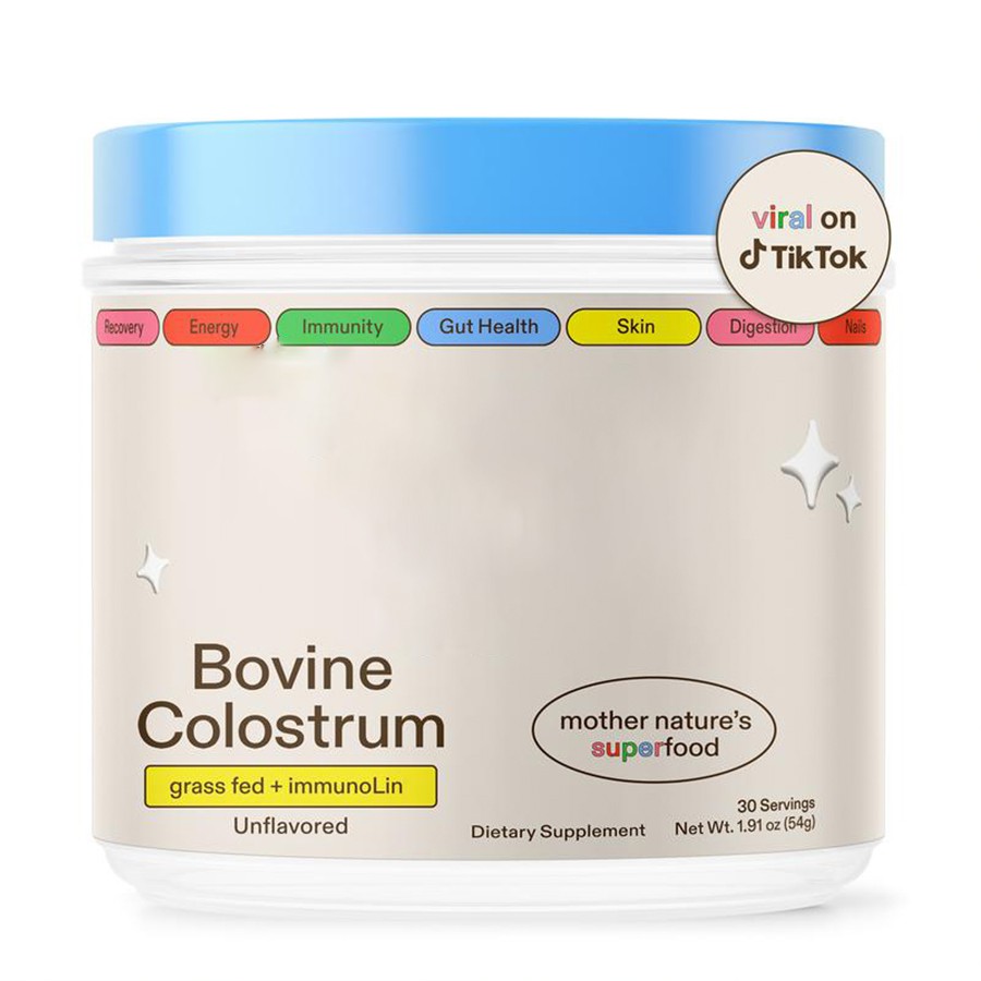 Colostrum bovin nourri à l'herbe avec superaliment multifonctionnel d'immunolin Nature pour le bien-être holistique